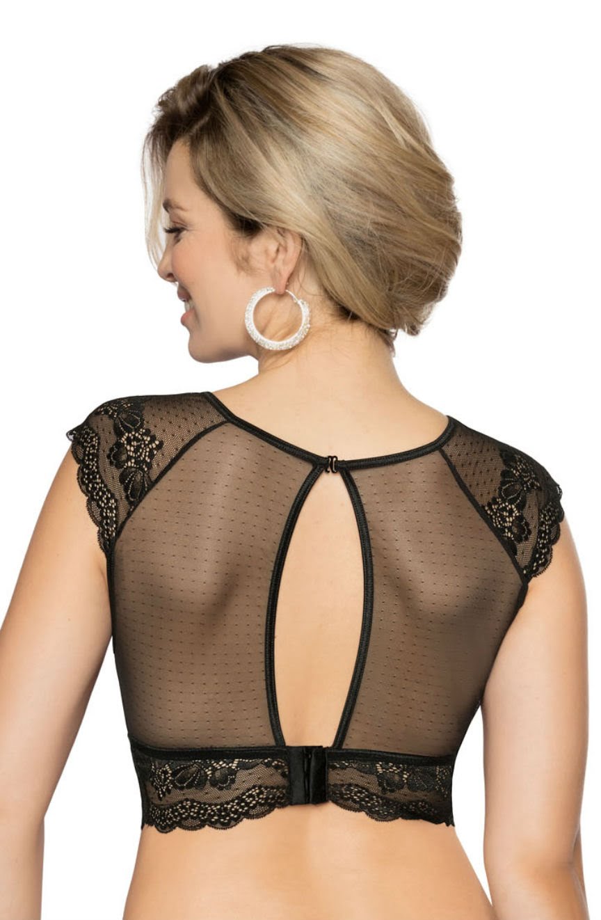 Linsori Noir Tulle Lace Crop Top Piece - styled view