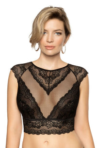 Linsori Noir Tulle Lace Crop Top Piece - back view