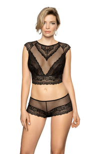 Linsori Noir Tulle Lace Crop Top Piece - side view