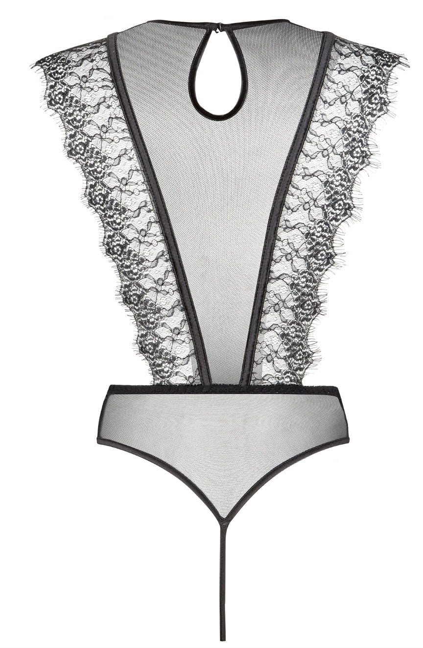 Linsori Noir Emiliana Floral Lace Teddy - styled view