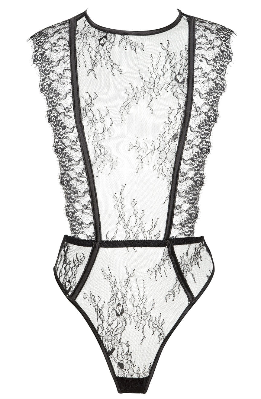 Linsori Noir Emiliana Floral Lace Teddy - product view