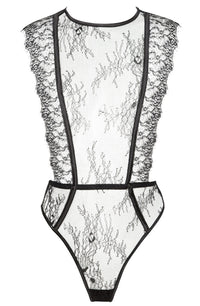 Linsori Noir Emiliana Floral Lace Teddy - product view