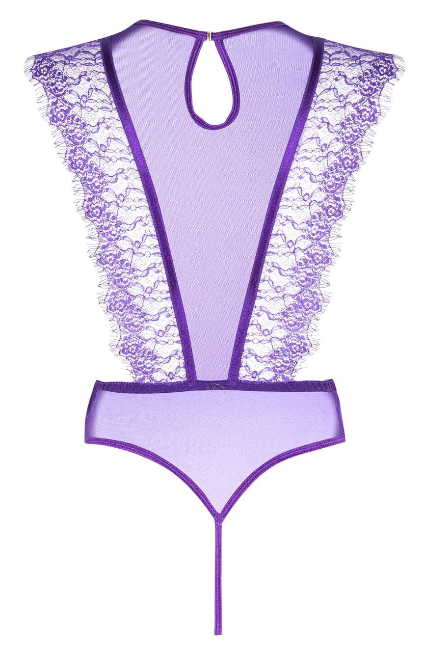 Linsori Amethyst Floral Lace Teddy - styled view