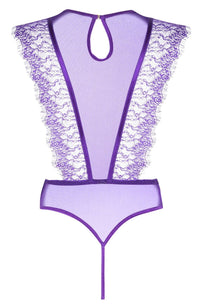 Linsori Amethyst Floral Lace Teddy - styled view