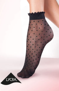 Linsori Noir Polka Dot Knee Socks - front view