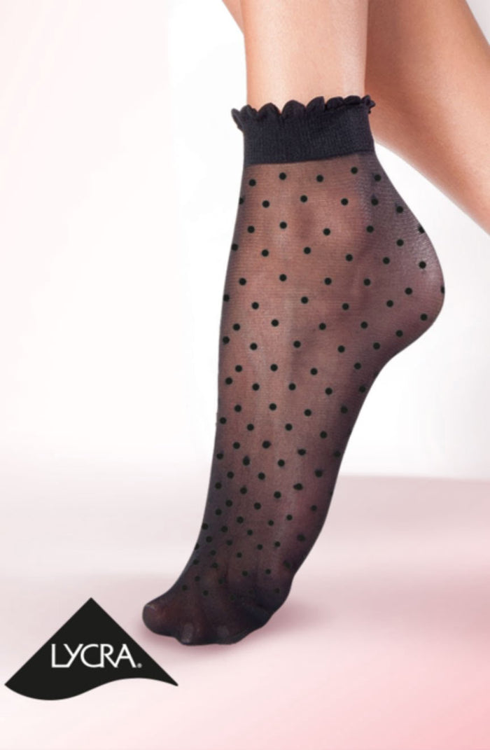 Linsori Noir Polka Dot Knee Socks - front view