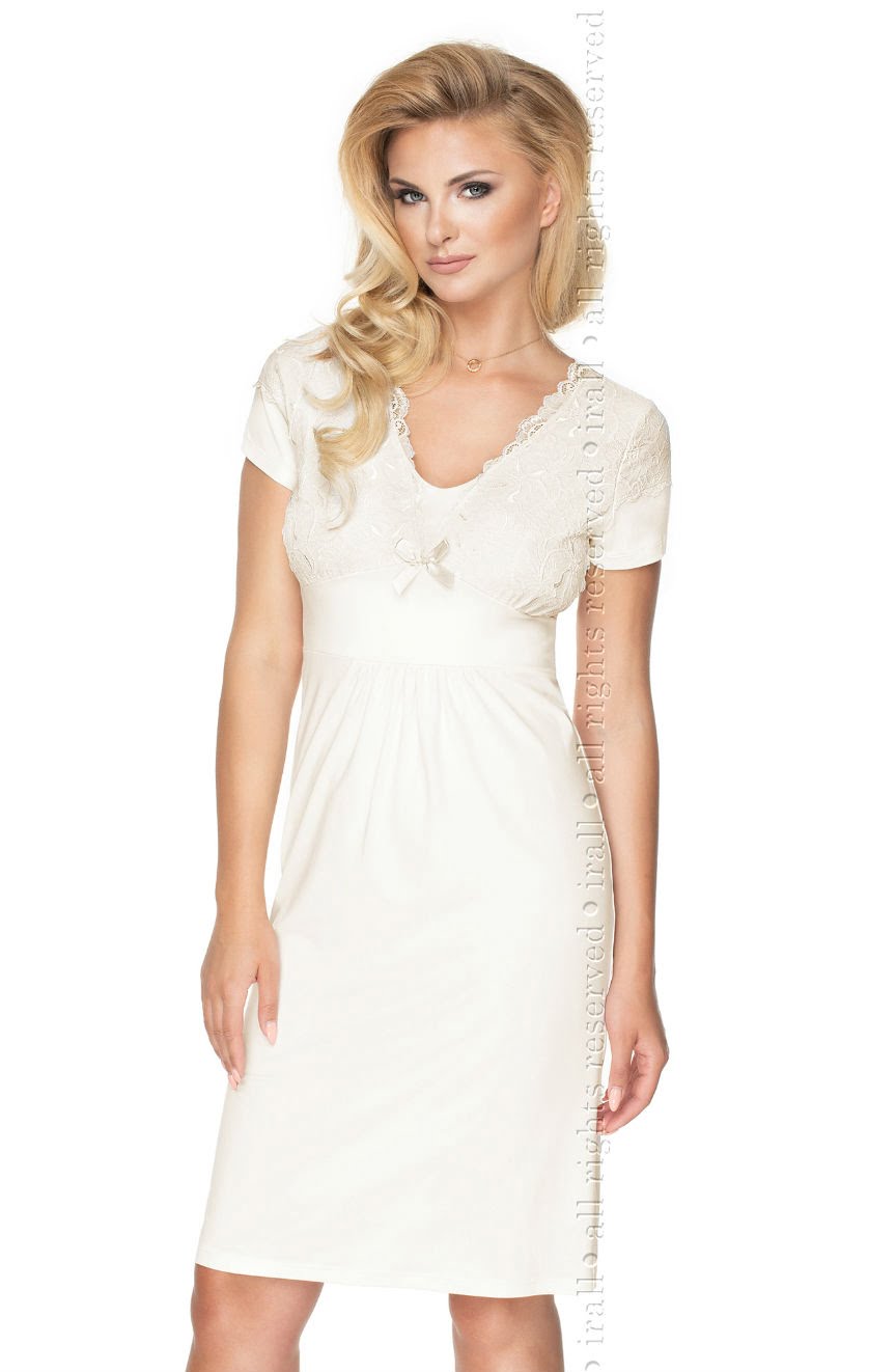 Linsori Champagne Lace Viscose Nightdress - styled view