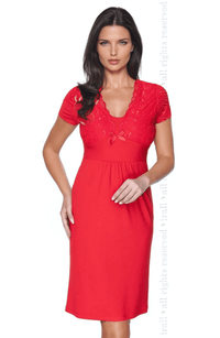 Linsori Crimson Lace Viscose Nightdress - close-up