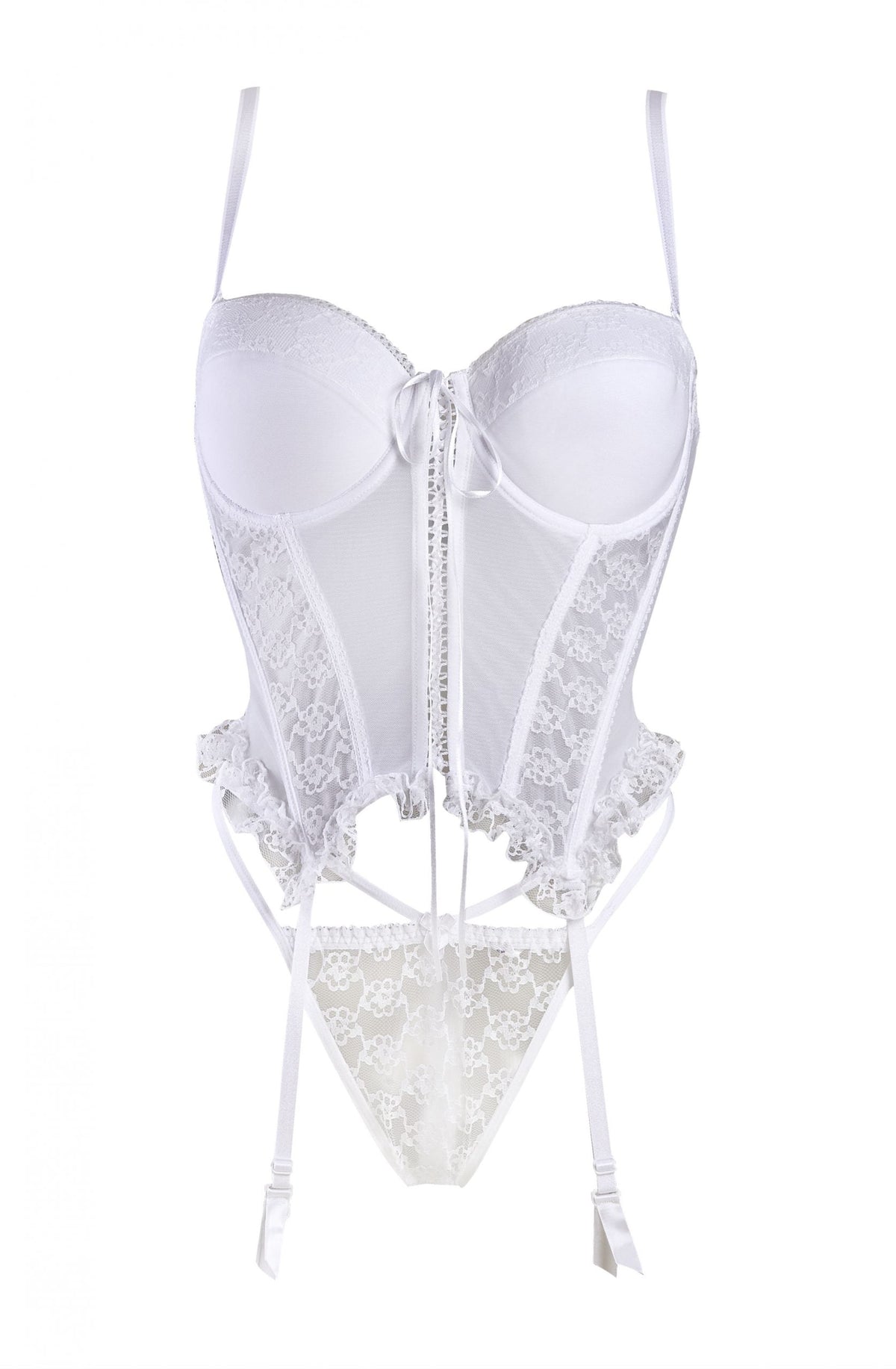 Linsori Pearl Lace Bridal Corset Set - detail view