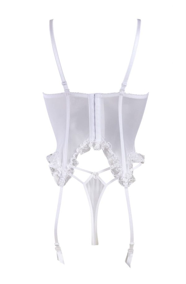 Linsori Pearl Lace Bridal Corset Set - back view