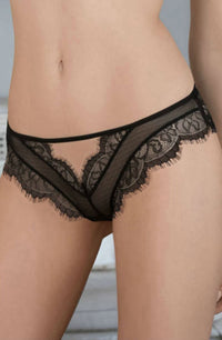 Linsori Obsidian Eyelash Lace Thong - side view