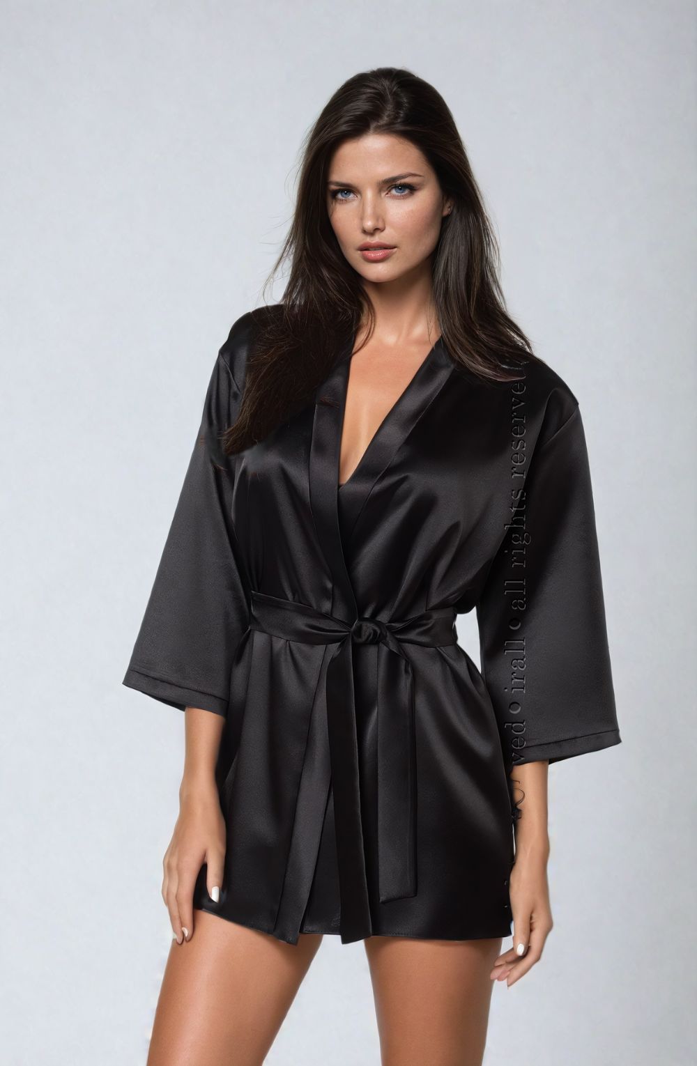 Linsori Aria Satin Dressing Gown in Cocoa - product view
