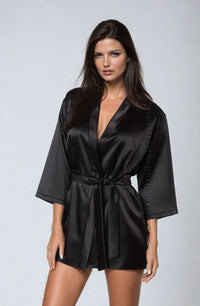 Linsori Aria Satin Dressing Gown in Cocoa - product view