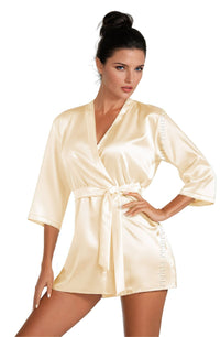 Linsori Aria Satin Dressing Gown in Cocoa - side view