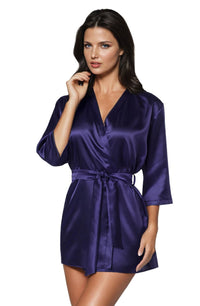 Linsori Aria Satin Dressing Gown in Cocoa - styled view