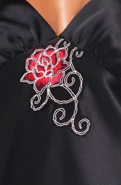 Linsori Dakota Midnight Satin Nightdress - detail view