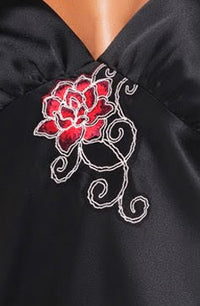 Linsori Dakota Midnight Satin Nightdress - detail view