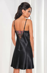 Linsori Dakota Midnight Satin Nightdress - back view