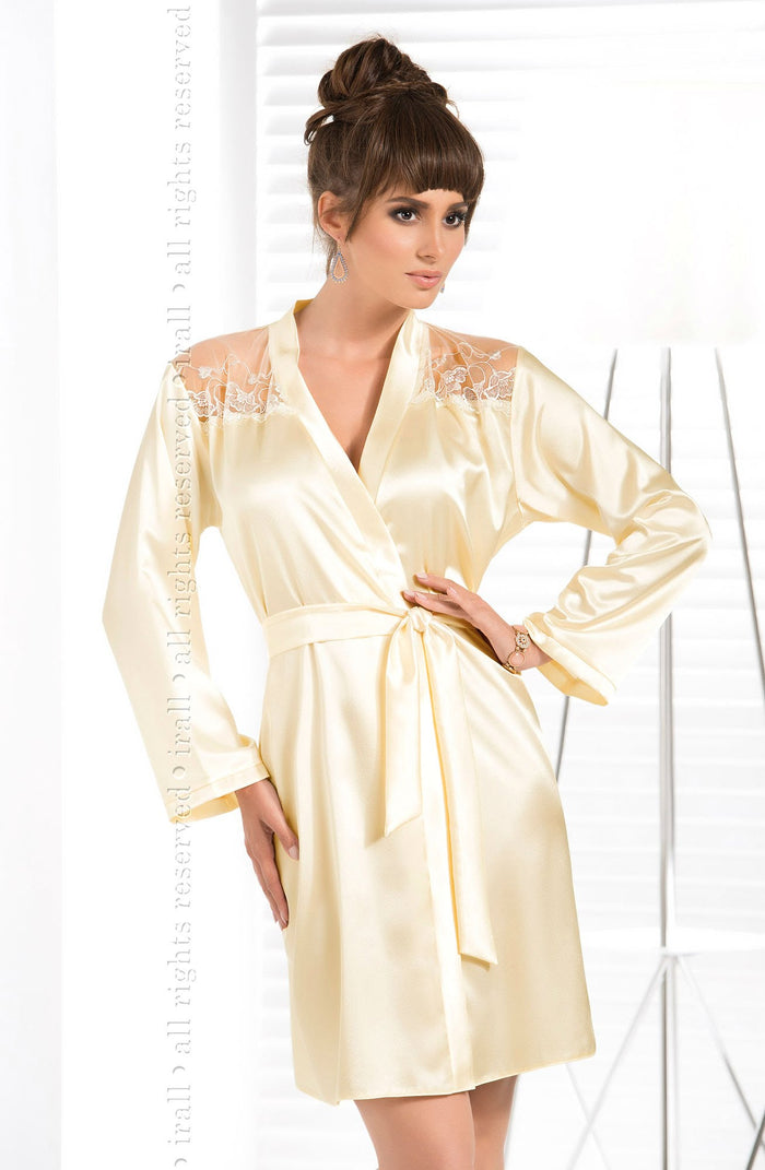 Linsori Champagne Satin Dressing Gown - detail view
