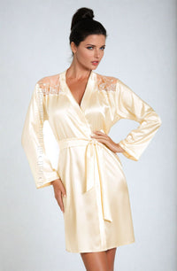 Linsori Champagne Satin Dressing Gown - back view