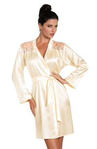 Linsori Champagne Satin Dressing Gown - lifestyle view