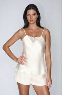 Linsori Ivory Satin Lace Short Set - side view