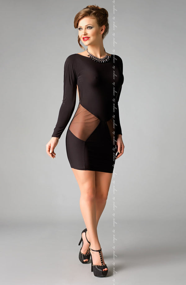 Linsori Noir Satin Mini Dress Set - side view