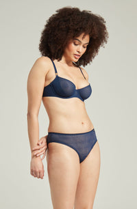 Linsori Art Deco Indigo Balcony Bra - lifestyle view