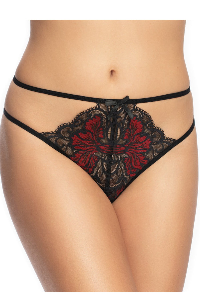 Linsori Noir Floral Chiffon Babydoll - close-up
