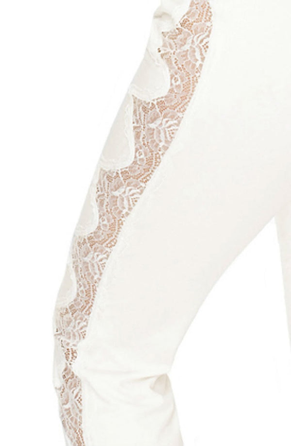 Linsori Ivory Lace Trimmed Pyjama Set - back view