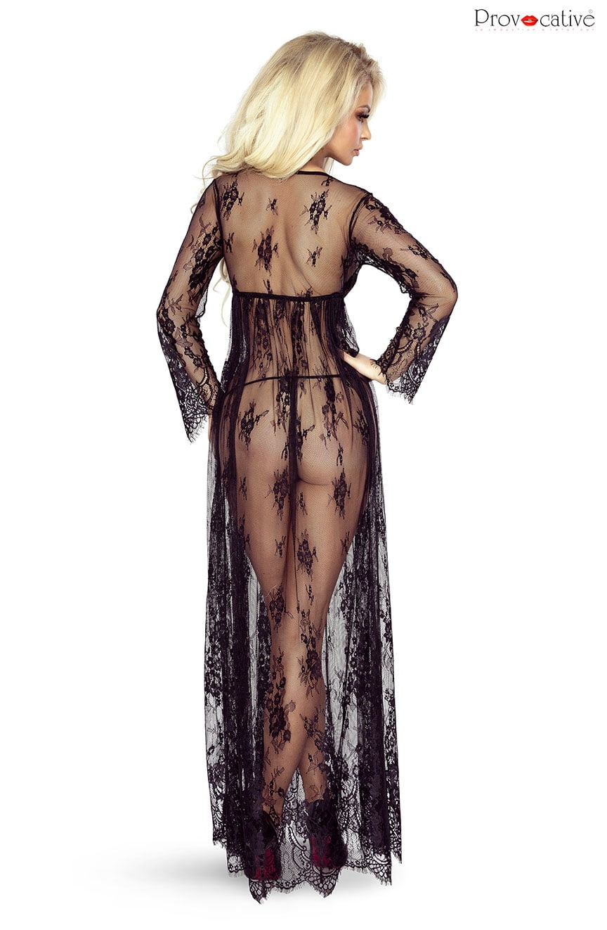 Linsori Noir Elegance Full Length Robe - detail view