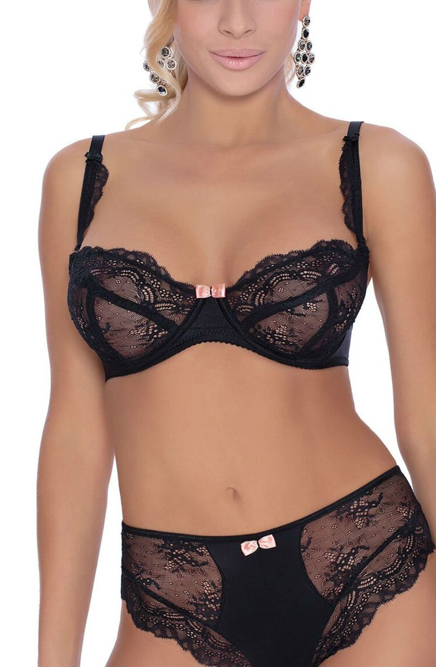 Linsori Pearl Lace Soft Cup Floral Lace Bra - front view