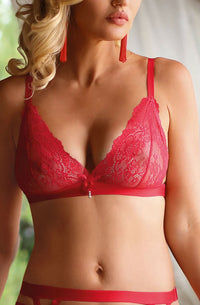 Linsori Crimson Lace Soft Cup Bra - close-up