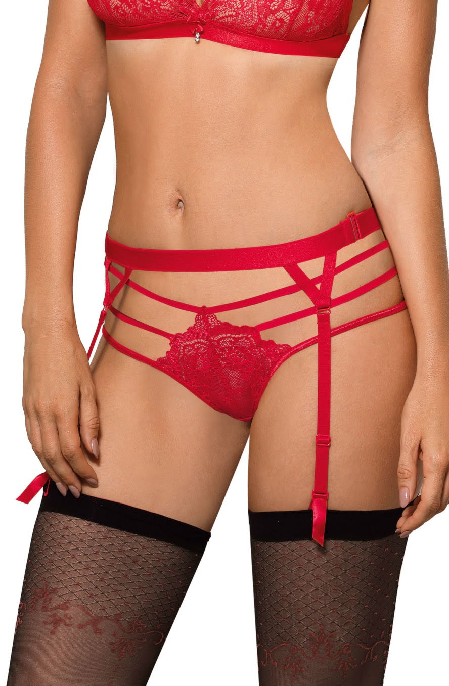 Linsori Cyria Scarlet Suspender Belt - front view