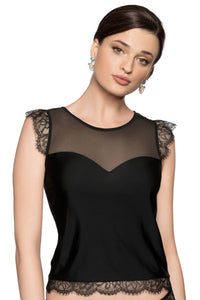 Linsori Noir Eyelash Lace Shirt Shirt - back view