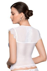 Linsori Ivory Eyelash Lace Shirt Piece - close-up
