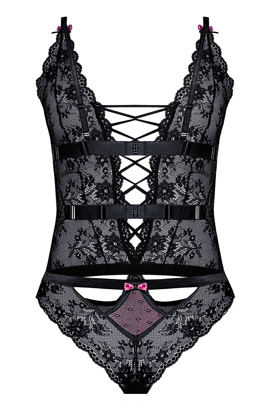 Linsori Noir Criss-Cross Lace Body - front view