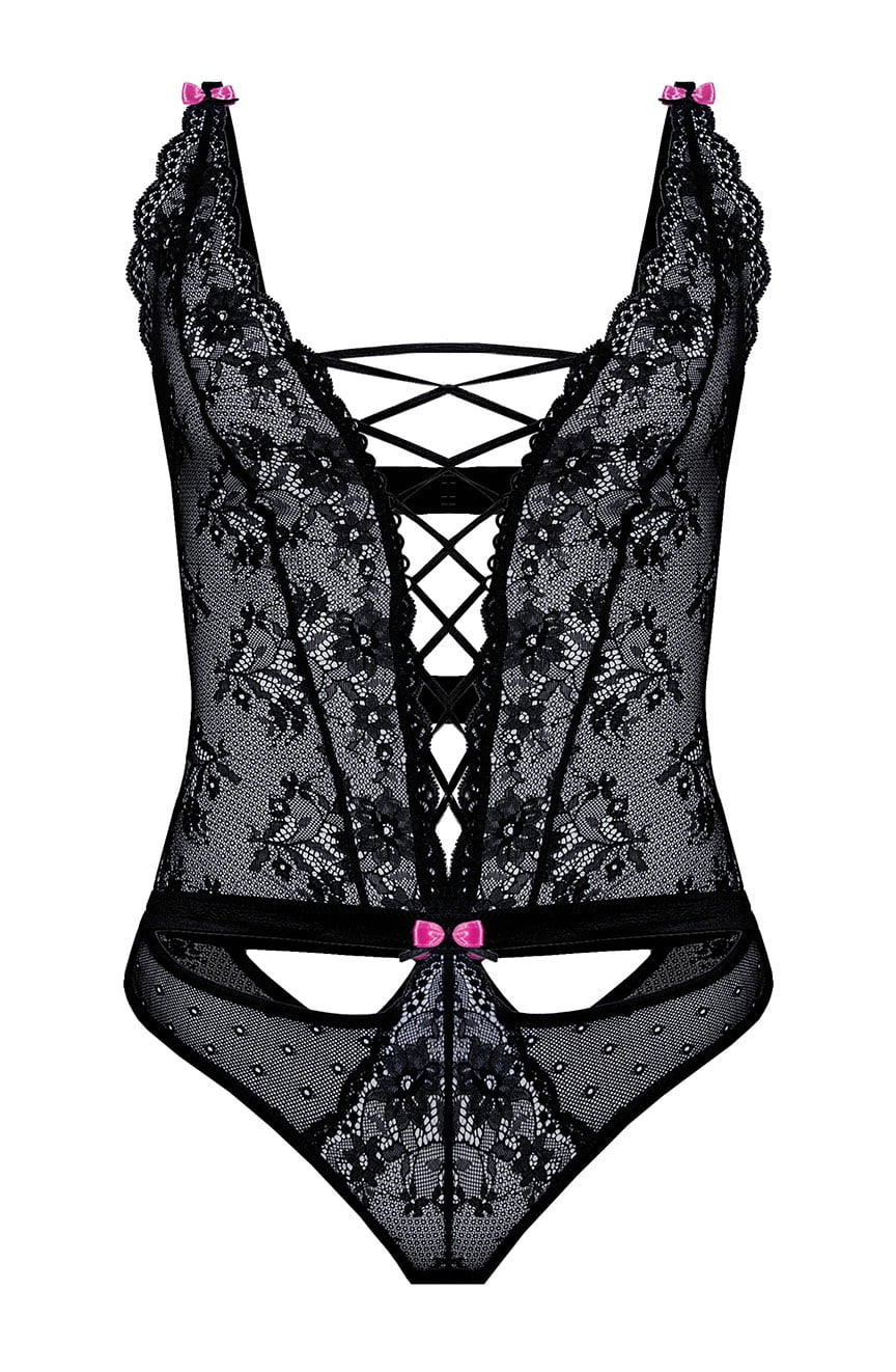 Linsori Noir Criss-Cross Lace Body - detail view