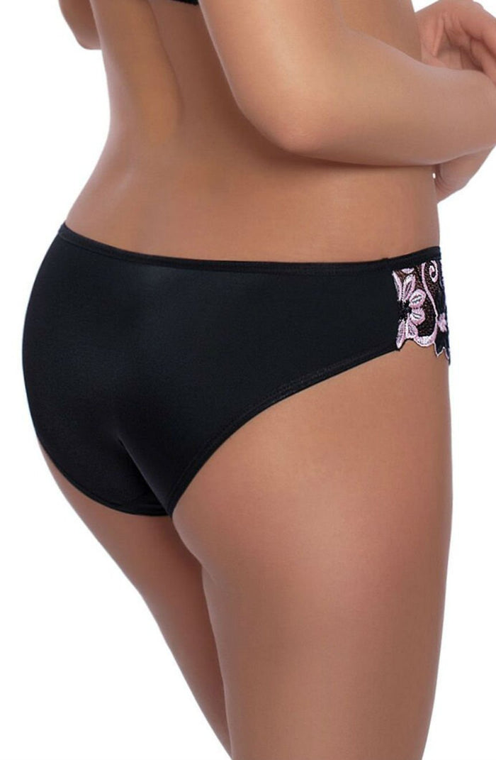 Linsori Florence Noir &amp; Rose Embroidered Brief - detail view