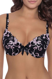 Linsori Florence Noir &amp; Rose Embroidered Bra - back view