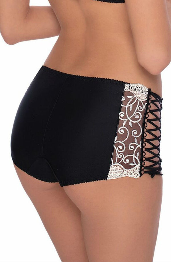 Linsori Noir Ginewra Embroidered Lace Short - back view