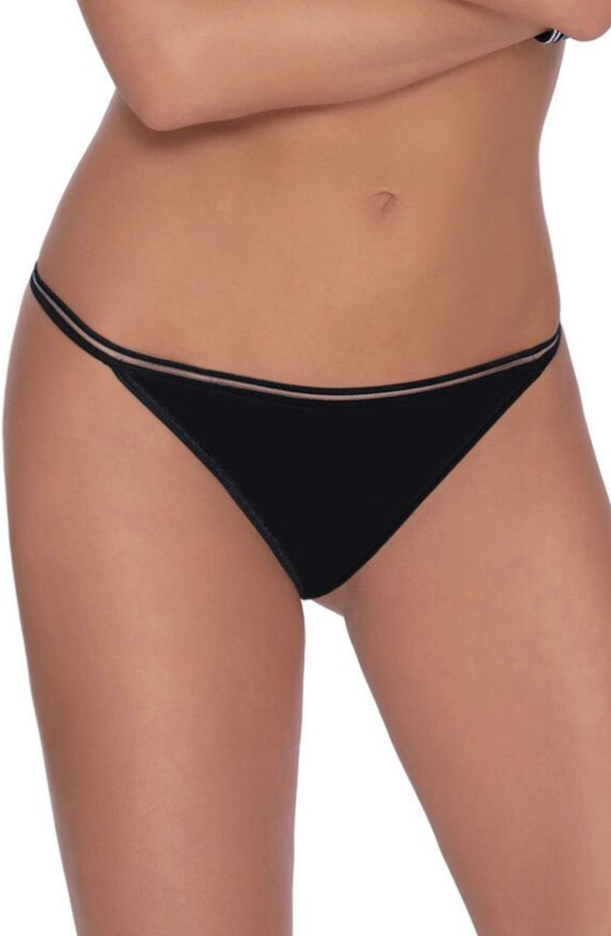 Linsori Midnight Rose Embroidered Thong - front view