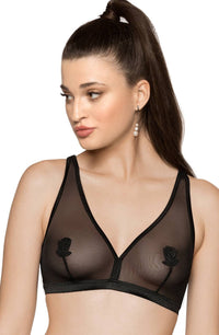 Linsori Noir Embroidered Soft Cup Bra - product view