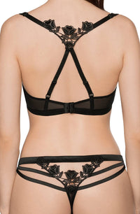 Linsori Noir Embroidered Soft Cup Bra - close-up