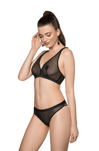 Linsori Noir Embroidered Soft Cup Bra - close-up