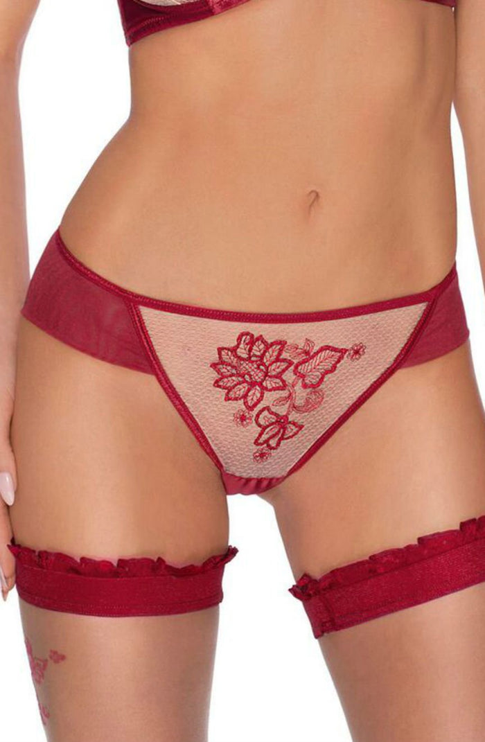 Linsori Claret Henna Embroidered Brief Bridal - back view