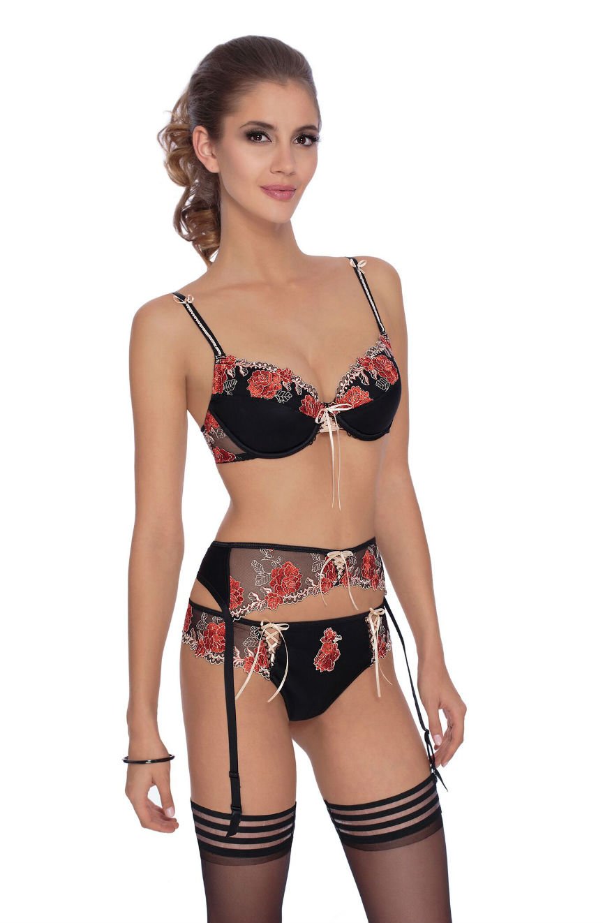 Linsori Natali Floral Embroidered Suspender Belt - side view