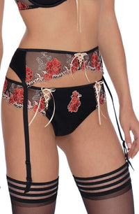 Linsori Natali Floral Embroidered Suspender Belt - lifestyle view