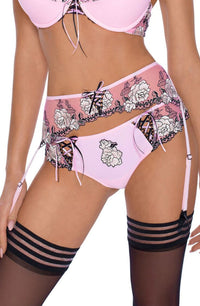 Linsori Natali Blush Floral Suspender Belt - detail view