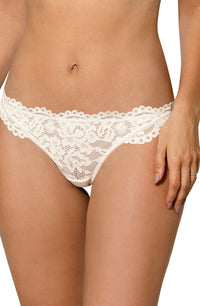 Linsori Ivory Scalloped Lace Thong - side view